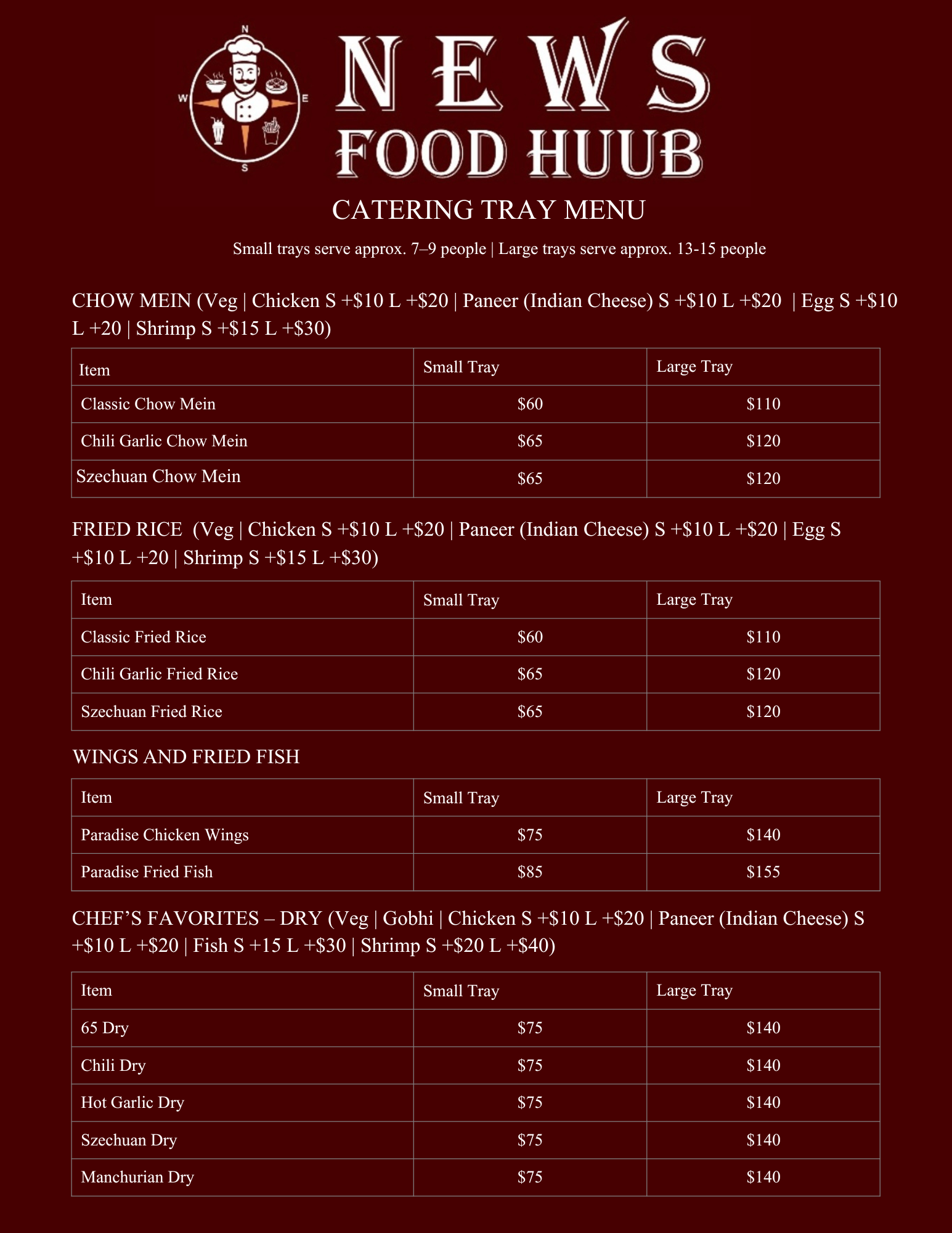 News Food Huub Catering Menu Page 1
